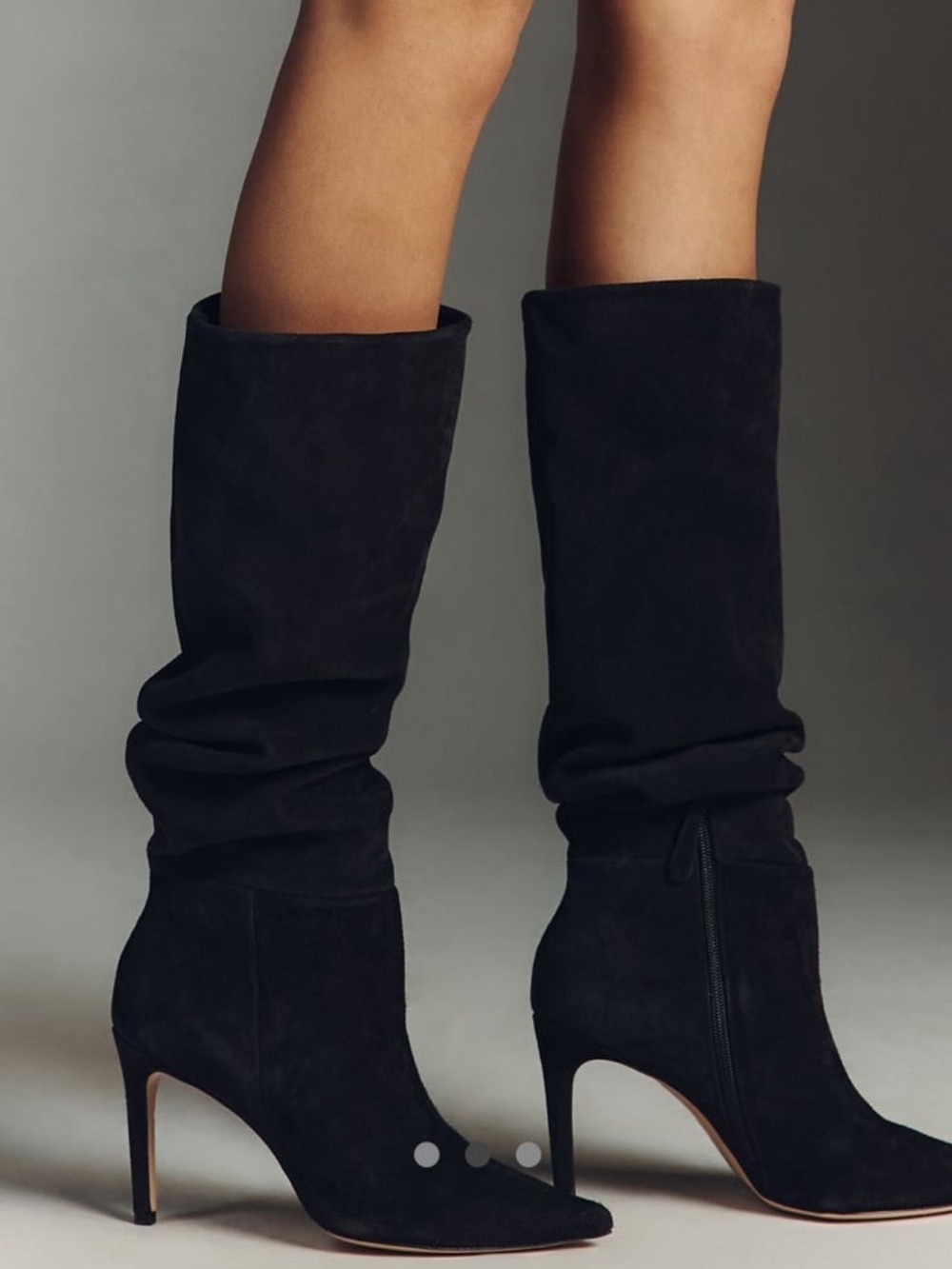 Women's Black Suede Slouch Knee-High Boots - Anthropologie - EU 41